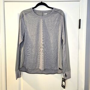 Avia Womens Gray Active Long Sleeve Women's Performance T-Shirt Size Large